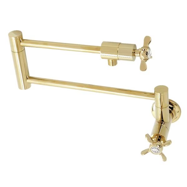 KS4102BEX Essex Wall Mount Pot Filler, Polished Brass, Kingston Brass, Mfr#: KS4102BEX